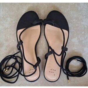 A New Day Black Lace-up Sandals 7